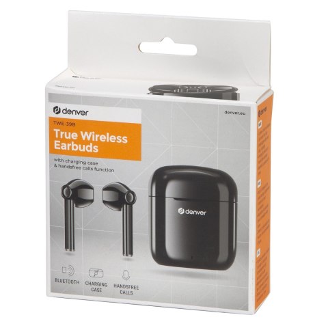 Denver TWE-39B słuchawki/zestaw słuchawkowy True Wireless Stereo (TWS) Douszny Połączenia/muzyka Bluetooth Czarny