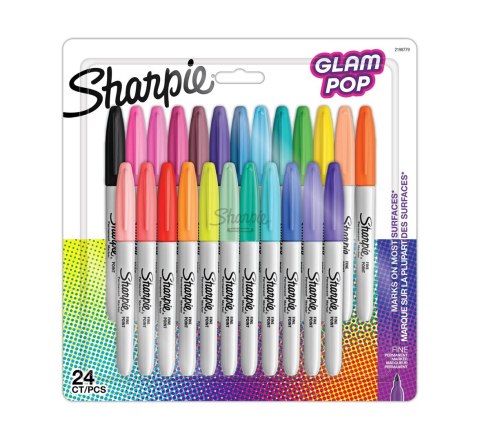Sharpie 2198779 marker 24 szt. Końcówka cienka Czarny, Niebieski, Zielony, Pomarańczowy, Różowy, Czerwony, Żółty
