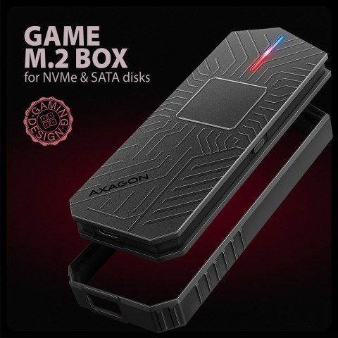 Obudowa SSD M.2 AXAGON EEM2-GAM, USB-C 10Gbps - NVMe & SATA SSD GAME M.2 box, bez skrótów
