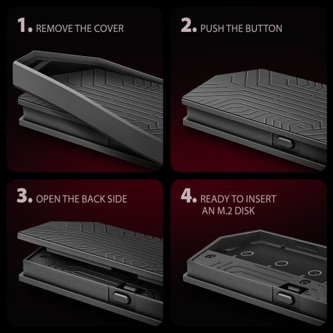Obudowa SSD M.2 AXAGON EEM2-GAM, USB-C 10Gbps - NVMe & SATA SSD GAME M.2 box, bez skrótów