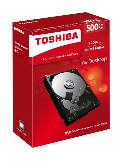 Toshiba P300 500GB dysk twardy 7200 RPM 64 MB 3.5" Serial ATA III