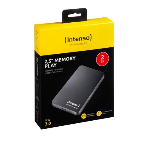 Intenso MEMORY PLAY - Festplatte - 2TB - extern (tragbar) - 2.5" (6,4 cm) - USB3.0 - 5400 U/min - Puffer: 8MB - Schwarz