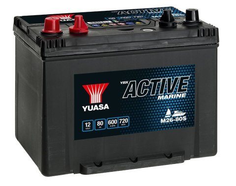 Akumulator YUASA 12V 80Ah/680A Active Marine Start (L+ biegun standardowy + gwintowany) 260x174x225 B9 (zasilający)