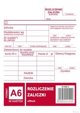 Rozliczenie zaliczki A6, 40 kartek offset, 10-409-5 DOTTS