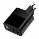 GEMBIRD 3-PORTOWA SZYBKA ŁADOWARKA SIECIOWA GAN (PD) USB (2X USB-A + 1X USB TYP-C), 30W, LCD, CZARNA