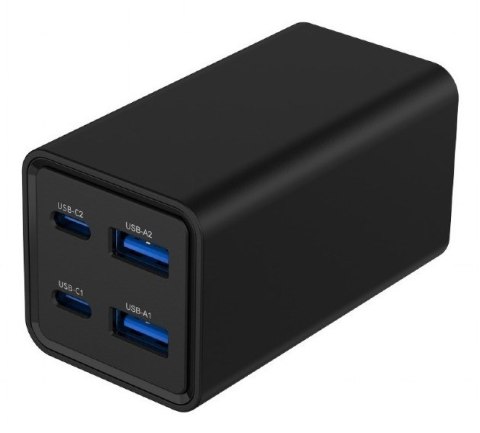 GEMBIRD 4-PORTOWA SZYBKA ŁADOWARKA SIECIOWA GAN (PD) USB (2X USB-A + 2X USB-C), 65W, CZARNA