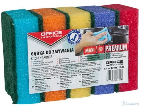 Gąbka do zmywania Maxi Premium, 5szt., mix kolorów, typu OFFICE PRODUCTS 22035717-99