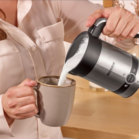 SEVERIN SPIENIACZ DO MLEKA POJ. 200ML, SPIENIA NA ZIMNO I NA CIEPŁO, STAL, 2 PROGRAMY, AUTO- WYŁĄCZANIE, MOC 450W SM3584