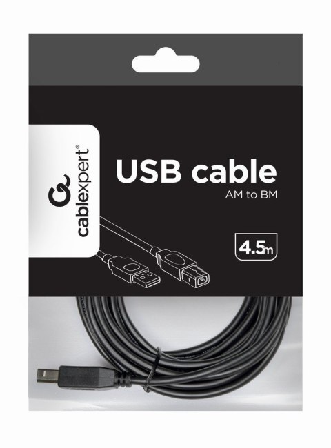 Kabel GEMBIRD CCP-USB2-AMBM-15 (USB 2.0 typu A M - USB 2.0 typu B M; 4,5m; kolor czarny)
