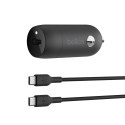 BELKIN ŁADOWARKA SAMOCHODOWA 30W USB-C, PD,PPS, CZARNA + KABEL USB-C