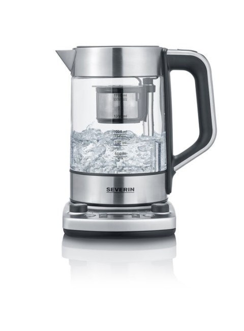 SEVERIN CZAJNIK ELEKTRYCZNY SZKŁO-STAL, REG. TEMPERATURY, SITKO DO HERBATY, AUT. PROGRAM, KONTROLER STRIX, 1,7L 3000W WK3422