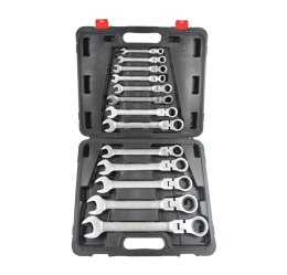 Klucz płasko-oczkowy grzechotkowy przegubowy komplet 13szt. 32 Silver-walizka