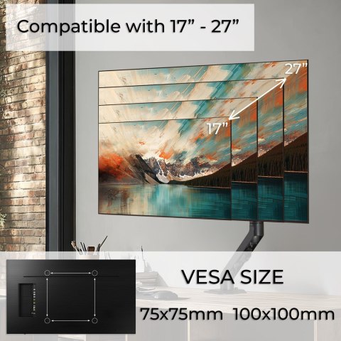 MACLEAN UCHWYT REGULOWANY DO MONITORA ZE SPRĘŻYNĄ GAZOWĄ MC-906