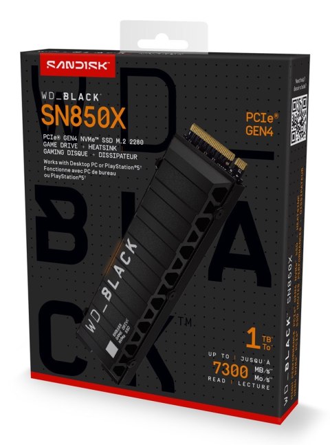 Dysk SSD WD Black SN850X WDS100T2XHE (1 TB ; M.2; PCIe NVMe 4.0 x4; heatsink)