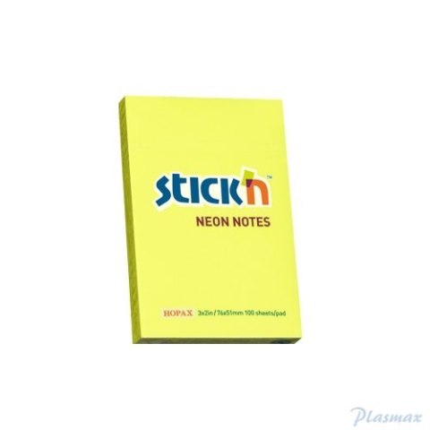 Bloczek STICKN 76x51mm żółty neon 100k 21132