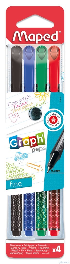 Cienkopis GRAPH PEPS DECO kolory basic 4 szt etui Maped 749020 (X)