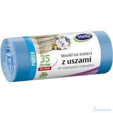 Worki do segegacji PAPIER niebieskie z uszami LDPE 35l (20szt.) STELLA 032211