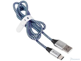 Kabel USB 2.0 TYPE-C A MALE 1m czarno-niebieski TRACER TRAKBK46266