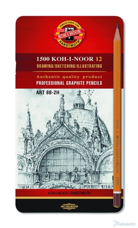 Ołówek Grafitowy 1502/II ART 8B-2H komplet 12 szt. KOH I NOOR