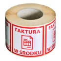 ETYKIETA SAMOPRZYLEPNA, NAKLEJKA O TREŚCI "FAKTURA W ŚRODKU", 1000 SZT., MOCNY KLEJ 80X80