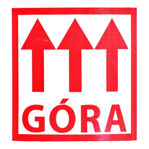 ETYKIETA SAMOPRZYLEPNA, NAKLEJKA O TREŚCI "GÓRA" MOCNY KLEJ, 1000 szt., 80X80