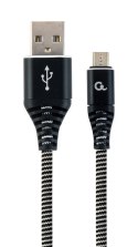 GEMBIRD KABEL PREMIUM MICRO USB 2.0 AM-MBM5P (METALOWE WTYKI,OPLOT) 2M, CZARNY/BIAŁY