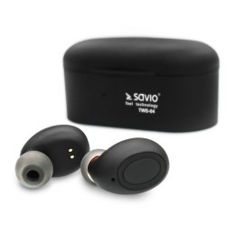 Słuchawki SAVIO TWS-04 (bluetooth; bezprzewodowe, Bluetooth; z wbudowanym mikrofonem; kolor czarny