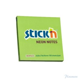 Bloczek STICKN 76x76mm zielony neonowy 100k 21167 STICKN