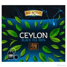 Herbata BIG-ACTIVE PURE CEYLON, 100 torebek x2g z zawieszką czarna