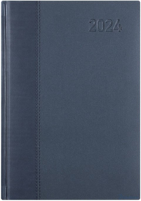 Kalendarz A5 STANDARD książkowy (KS1), 01 - granat staria / trama 2024 TELEGRAPH