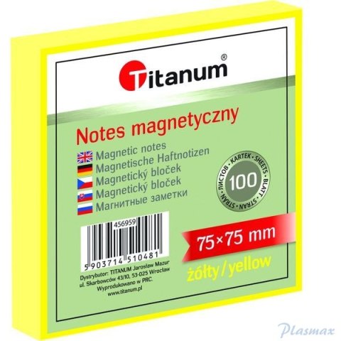 Notes elektrostatyczny 75x75mm 100k żółty 456959 TITANUM bloczek