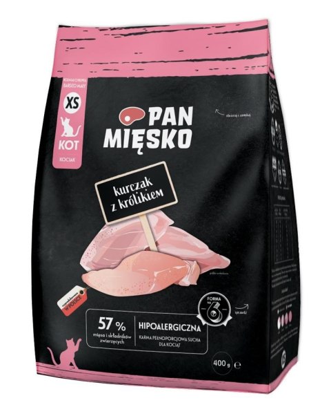 Pan mięsko - Kurczak z królikiem - Sucha karma dla kota - 400g