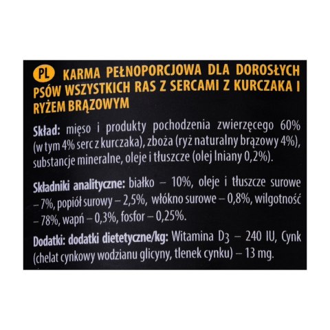DOLINA NOTECI Piper Animals z sercami kurczaka i ryżem - mokra karma dla psa - 800 g