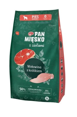 PAN MIĘSKO Wołowina z królikiem (dorosły) chrupki M - Karma sucha dla psa - 9kg