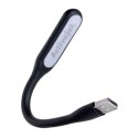 Activejet Lampka do komputera USB LED, do czytania. Napięcie 5V. Moc 1.2W. Materiał PVC. Rozmiar produktu 170*18.5*9mm. Czarna.