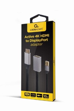 GEMBIRD AKTYWNY ADAPTER 4K HDMI NA DISPLAYPORT (F) CZARNY, 10CM