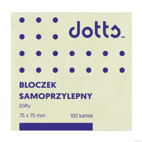 Bloczek samoprzylepny DOTTS 75x75 żółty 100 kartek (HNS75/75/D)