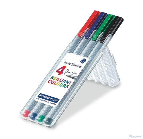 Cienkopis triplus, trójkątny, 0.3 mm, 4 kol. w etui box, Staedtler S 334 SB4