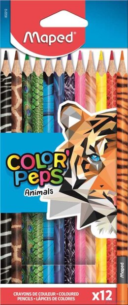 Kredki COLORPEPS ANIMALS trójkątne 12kolorów 832212 MAPED