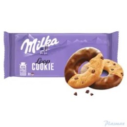 MILKA Cookie Loop Ciastka z kawałkami czekolady częściowo oblane czekoladą