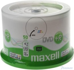 Płyta MAXELL DVD+R 4.7GB 16x, (50szt) PRINTABLE, white, do nadruku, cake 275702