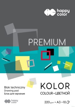 Blok techniczny PREMIUM kolorowy A3, 220g, 10 ark, Happy Color HA 3722 3040-09