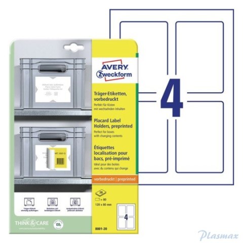 Podkładki pod etykiety, 120 x 80 mm, 20 ark. (już z nadrukiem), Avery Zweckform 8001-20