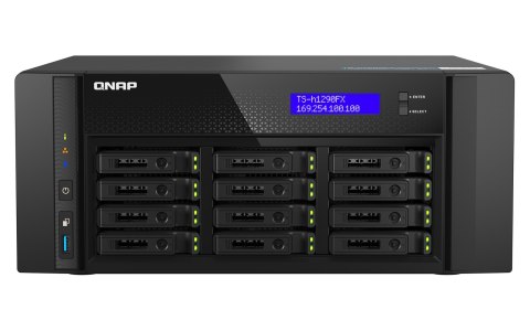 Qnap TS-h1290FX-7232P-64G, Tower, 12 x 2.5" U.2 NVMe PCIe/SATA, AMD EPYC 7232P 8C/16T, 64 GB RDIMM DDR4 (Max. 1TB),  2 x 25GbE +