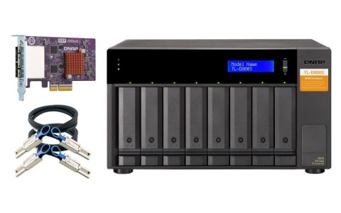 Qnap TL-D800S Expansion unit, Tower, 8x 2.5/3.5" SATA, with a QXP-800eS-A1164 PCIe SATA host card and 2 SFF-8088 to SFF-8088 SAS